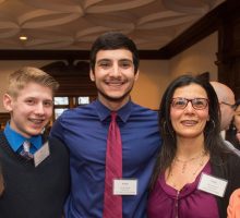 Honors Program Group of 5 students, parents and staff at the Students and Parents Reception at Chancellor's House 2016